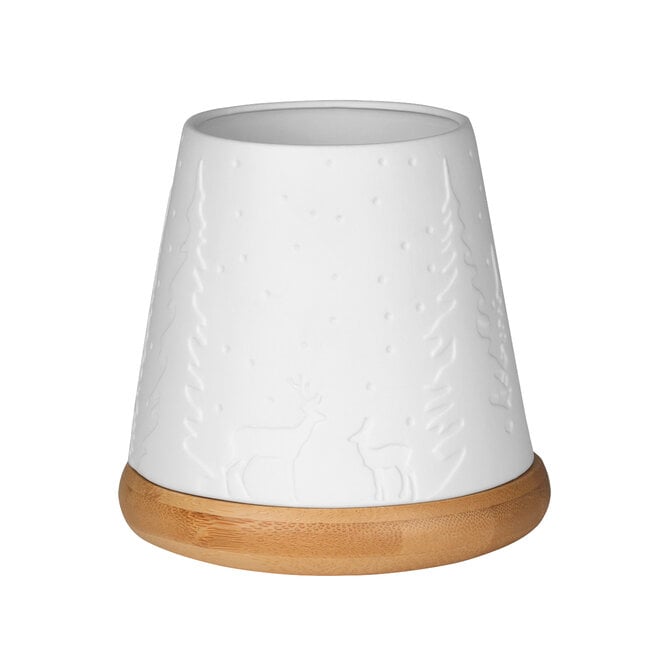 Waxinelichthouder porselein en hout - kerstbomen