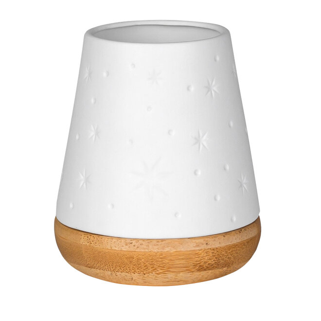 Waxinelichthouder porselein en hout - sterren