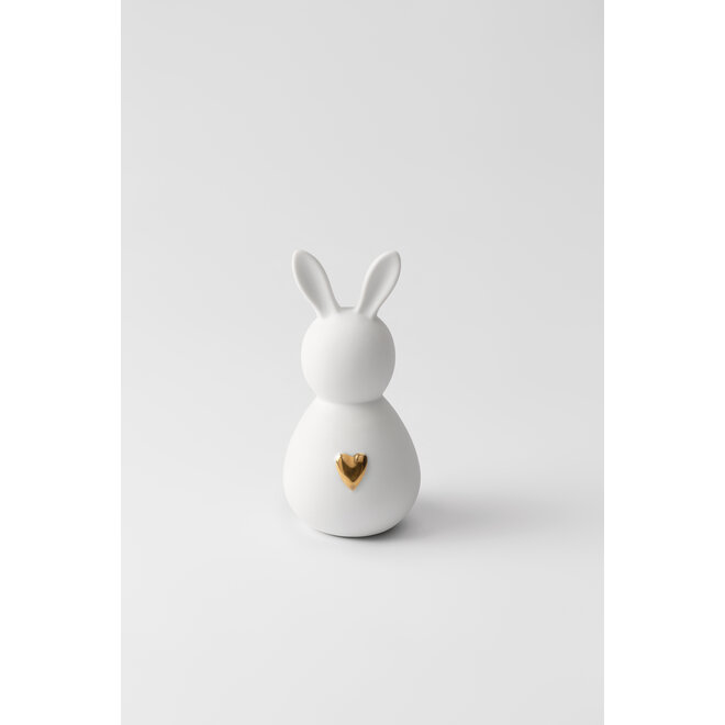 Porseleinen Konijn gouden hart - S