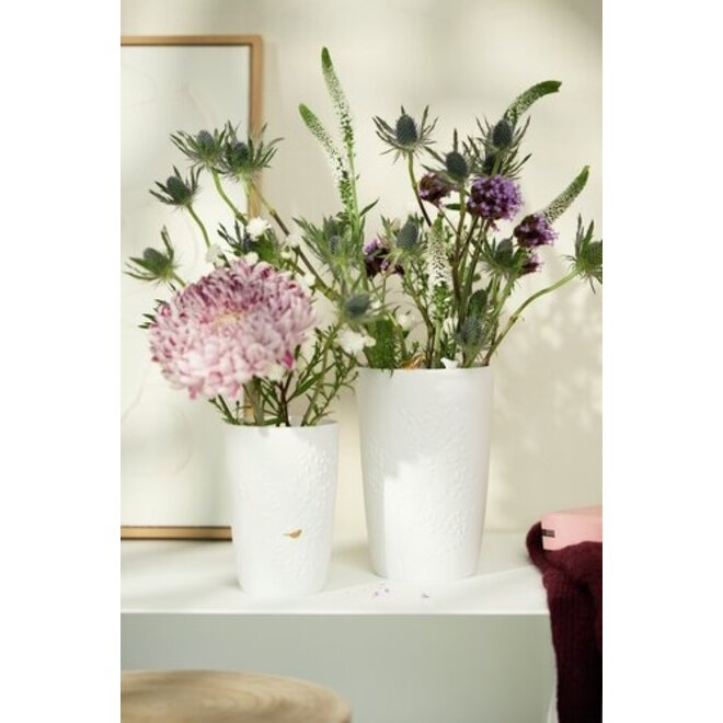 Porseleinen vaas - gouden vogeltje - M