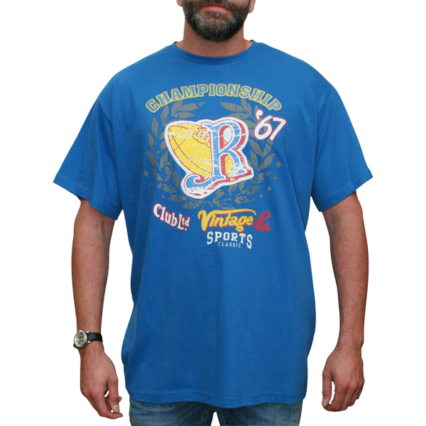 VANDAM Übergröße Blaues T-shirt mit Print 3XL-8XL