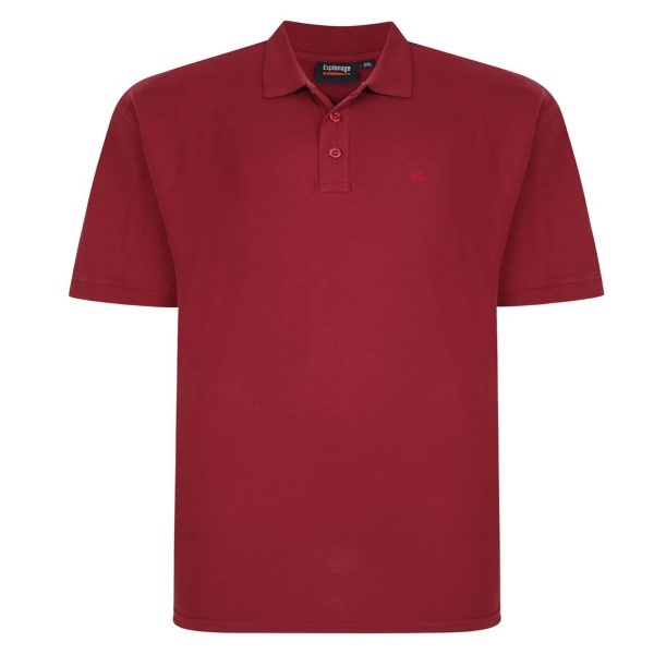 Espionage Große Größen Weinrotes Basic Poloshirt 2XL-8XL