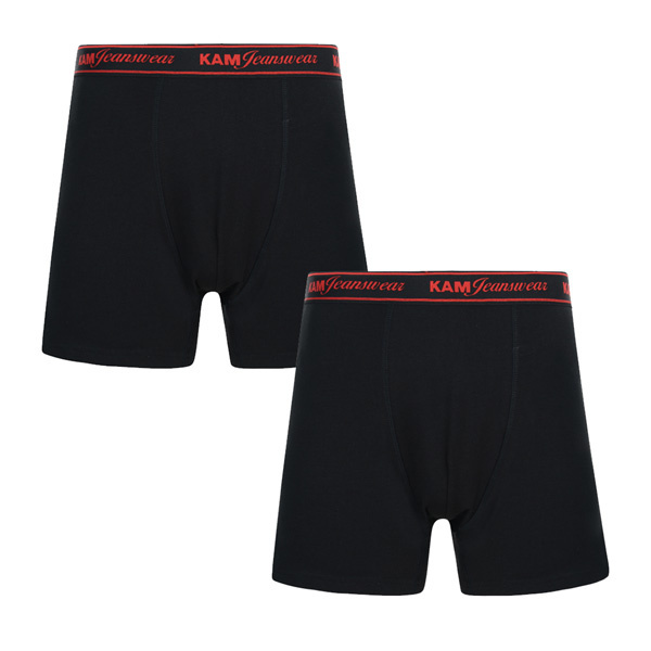 KAM Große Größen Schwarze Jersey Boxershorts (2er-Pack) 2XL-8XL