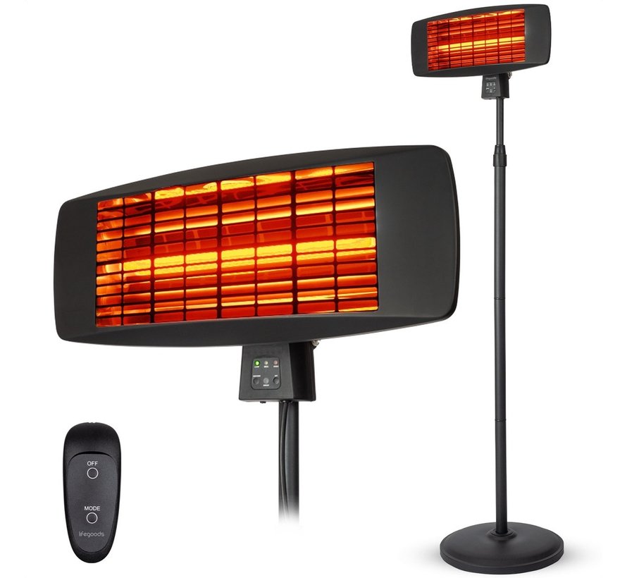 QH-TH terrasheater verplaats en kantelbaar 650W, 1300W, 2000W inclusief afstandsbediening