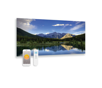 Quality Heating Bedrukt glazen infrarood paneel met wifi en remote control Zwitserland 119x59 700Watt