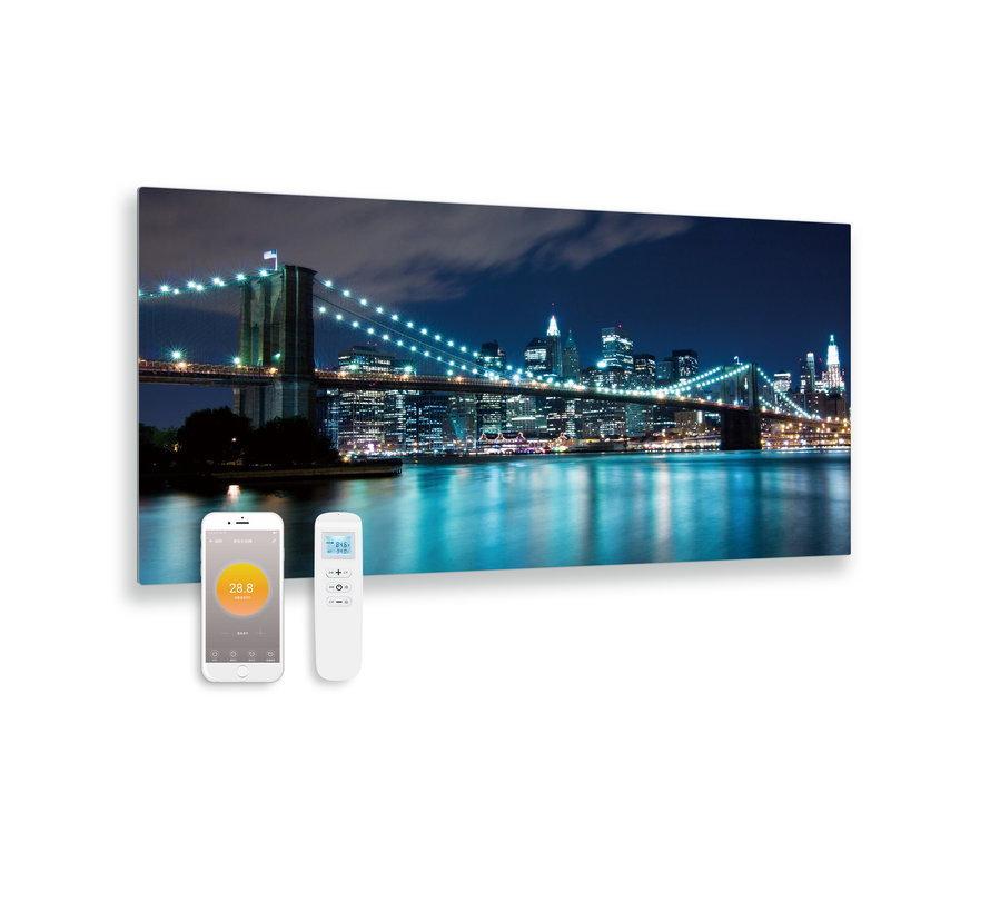 Bedrukt glazen infrarood paneel New York 119x59 700Watt