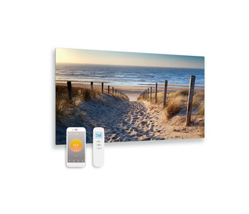 Quality Heating Bedrukt glazen infrarood paneel met wifi en remote control  duinen 100x59 580Watt