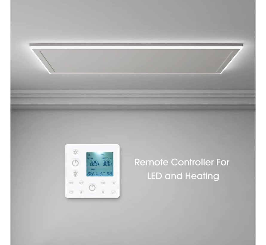 Tweede kans QH remote control infraroodpaneel wit met led verlichting 700Watt - 912