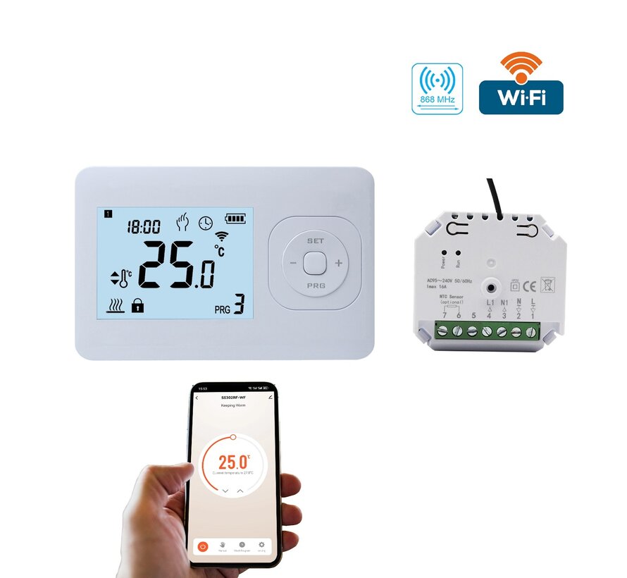QH-Basic WiFi white thermostaat inclusief inbouw ontvanger