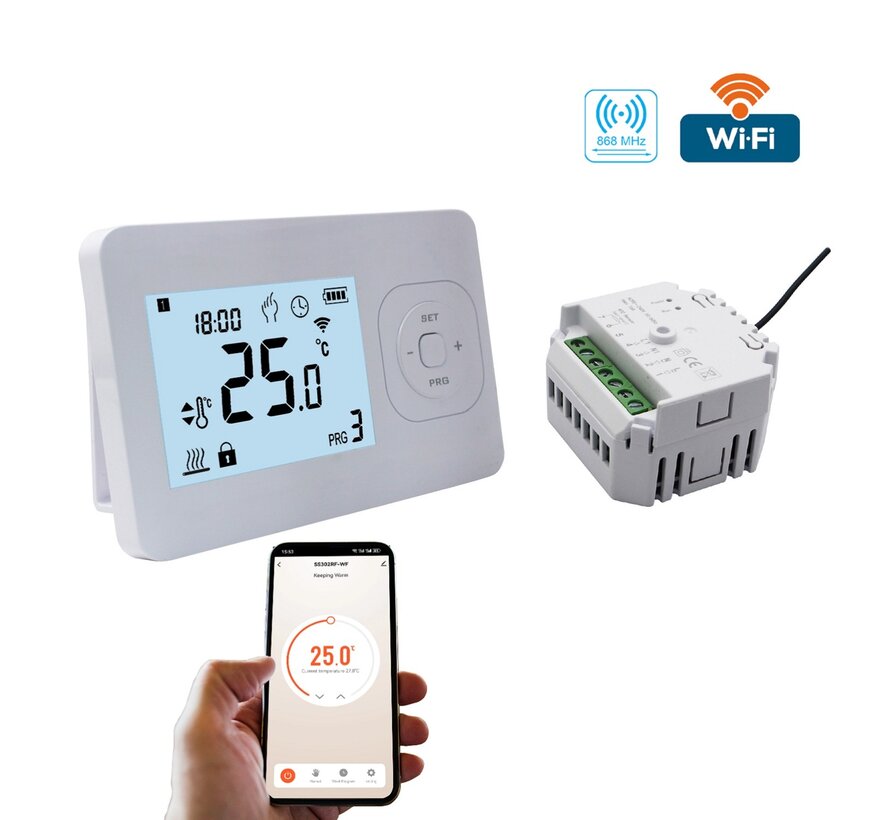 QH-Basic WiFi white thermostaat inclusief inbouw ontvanger