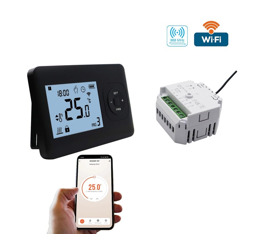 QH-Basic WiFi black thermostaat inclusief inbouw ontvanger