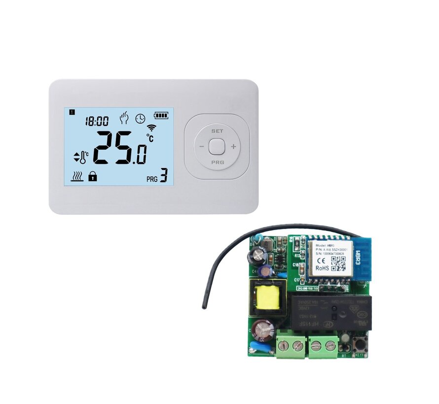 QH Basic draadloze programmeerbare thermostaat inclusief mini inbouw ontvanger