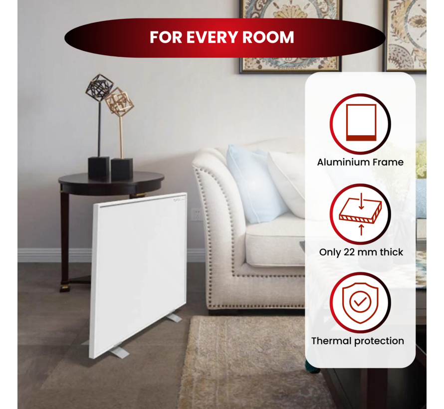QH-AK Serie Verplaatsbaar infraroodpaneel 350, 450, 580 of 700Watt inclusief wielen