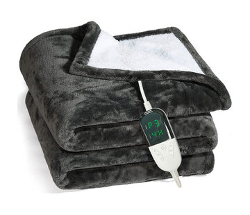 Quality Heating Elektrische omslagdeken - Warmtedeken - 1 persoons - 180x150 cm - Fleece - black -