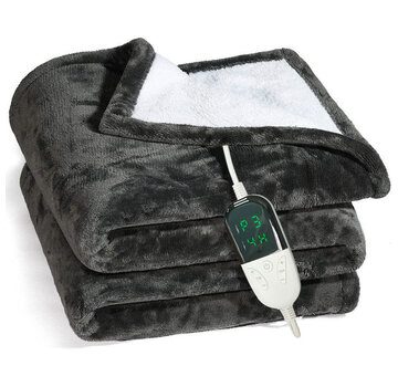 Quality Heating Elektrische omslagdeken - Warmtedeken - 1 persoons - 180x150 cm - Fleece - black -