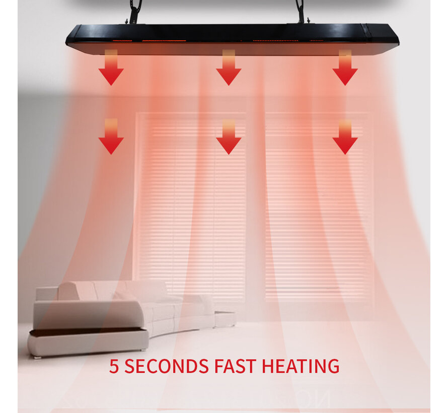 Infrarood terrasverwarmer Calore black heater instelbaar met 1600 - 3200Watt