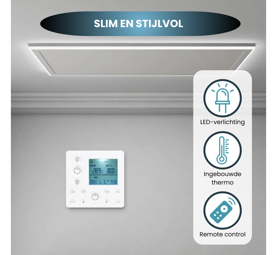 QH-HL Serie infraroodpaneel met LED verlichting 63 x 108 cm - 700Watt