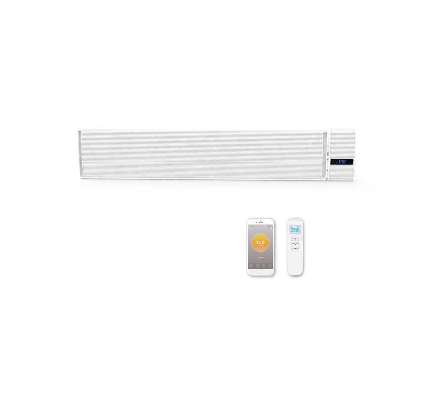 Infrarood terrasverwarmer Whitewarm heater met afstandsbediening 1800 - 2400Watt