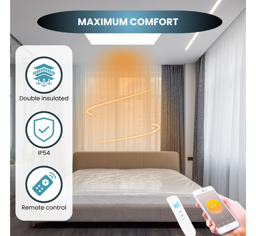 QH-H4 Exclusive Serie infraroodpaneel 70 x 120 cm - 1000Watt