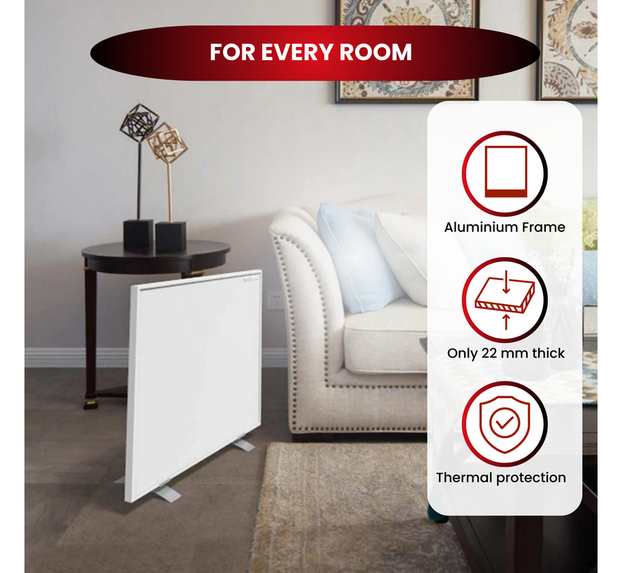 QH-AK Serie Verplaatsbaar infraroodpaneel 350, 450, 580 of 700Watt inclusief wielen