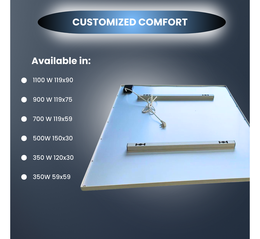 QH-FR Serie infraroodpaneel 30 x 120 cm 350Watt