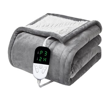 Quality Heating Elektrische omslagdeken - Warmtedeken - 1 persoons - 180x150 cm - Fleece - Grijs