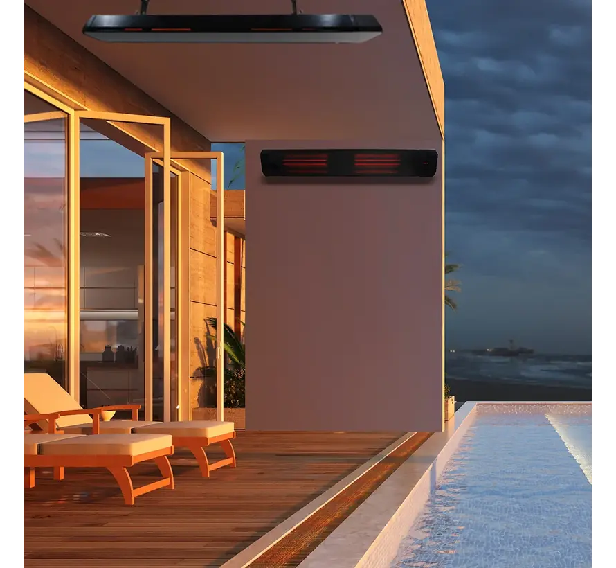 Infrarood terrasverwarmer Calore black heater instelbaar met 1600 - 3200Watt