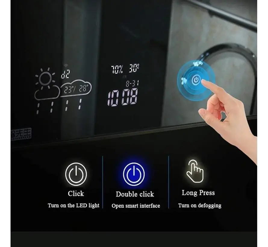 Smart spiegel met led verlichting infrarood verwarming 60X80 250Watt