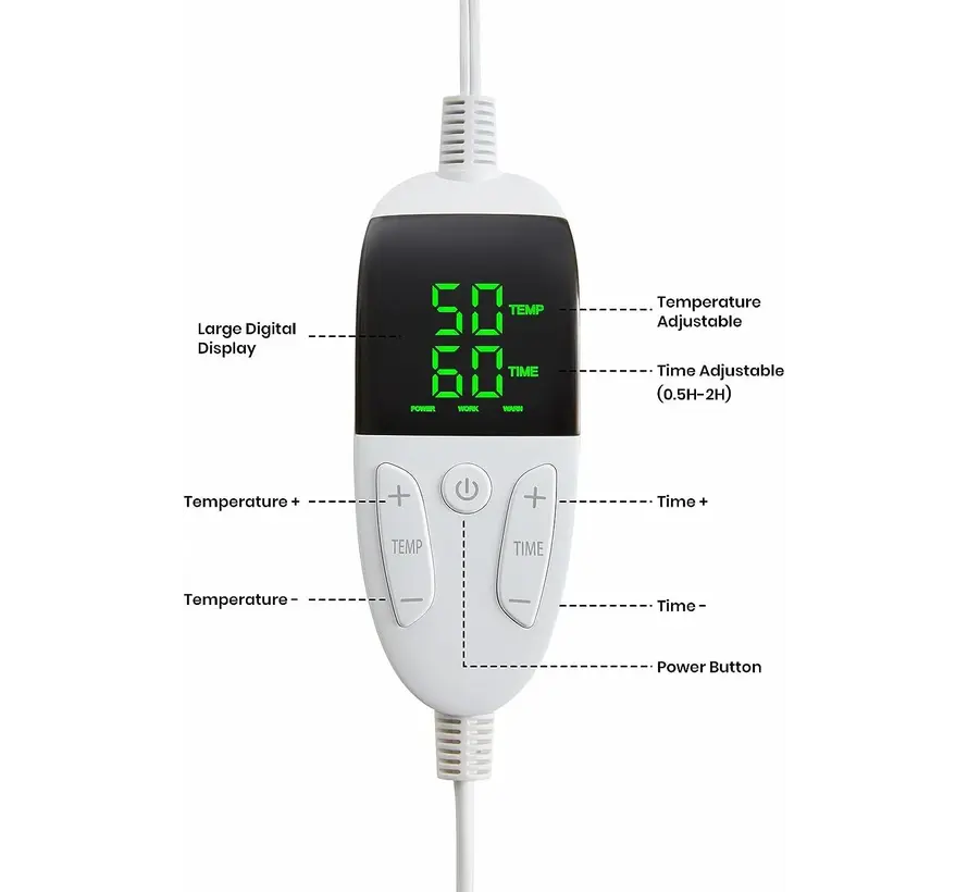 Elektrische omslagdeken - Warmtedeken - 1 persoons - 180x150 cm - Fleece - blauw