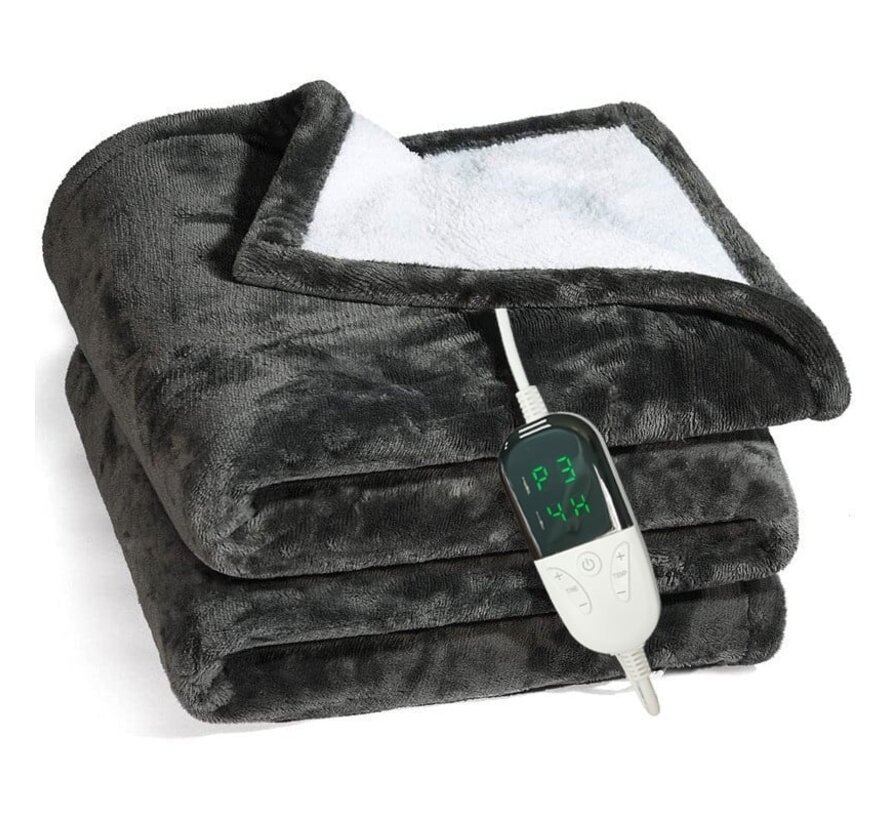 Elektrische omslagdeken - Warmtedeken - 1 persoons - 180x150 cm - Fleece - black -