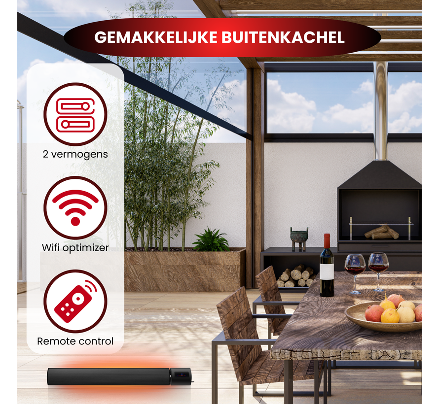 Infrarood terrasheater Caleo Wifi met afstandsbediening