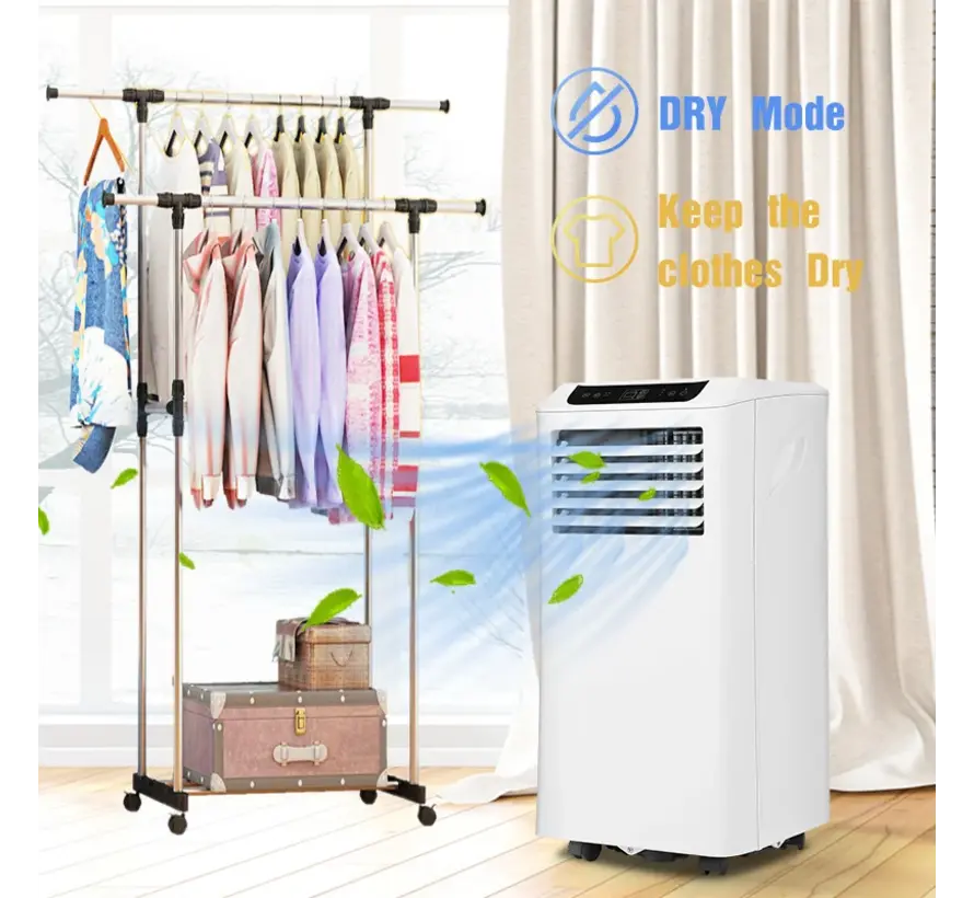 Mobiele airco Wifi ontvochtigen en ventileren met raamafdichting en luchtreiniger 7000btu