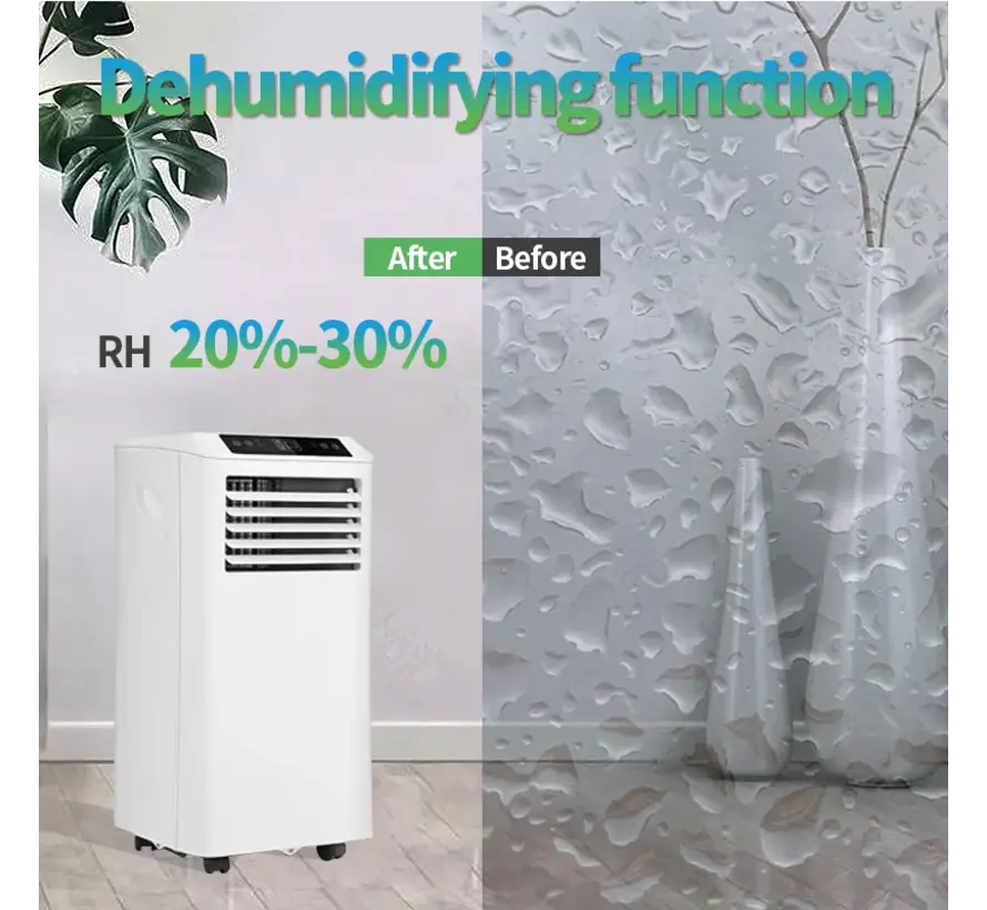 Mobiele airco Wifi ontvochtigen en ventileren met raamafdichting en luchtreiniger 7000btu