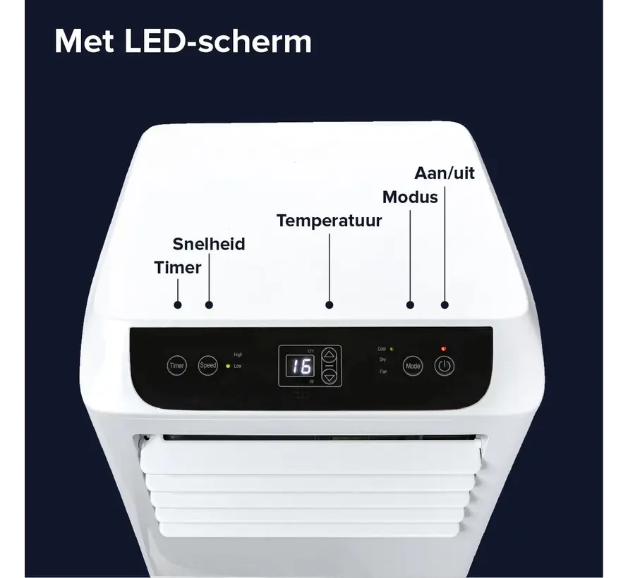 Mobiele airco Wifi ontvochtigen en ventileren met raamafdichting en luchtreiniger 7000btu