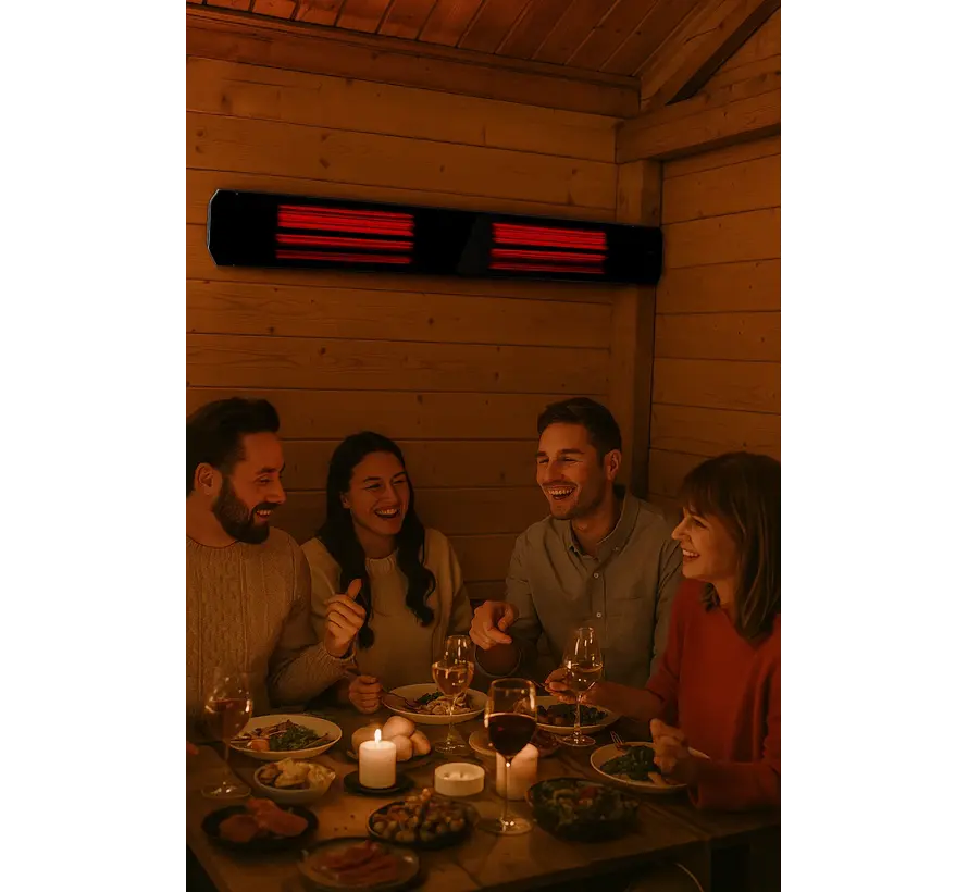 Infrarood terrasverwarmer Calore Wifi black heater instelbaar met 1600 - 3200Watt