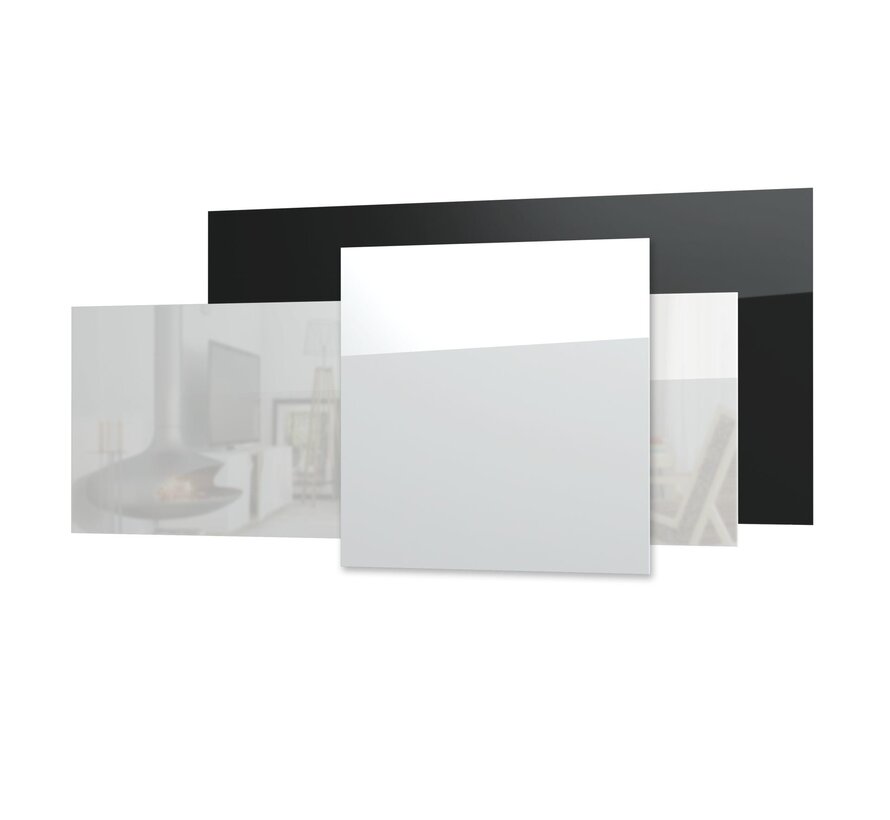 Tweedekans - Ecosun GS-Serie infraroodpanelen wit of zwart wand of plafond - Afmetingen: 60 x 60 cm 300Watt, Afwerking: Zwart glas, Towel Rail: Zonder towel rail en toebehoren (alleen het paneel)