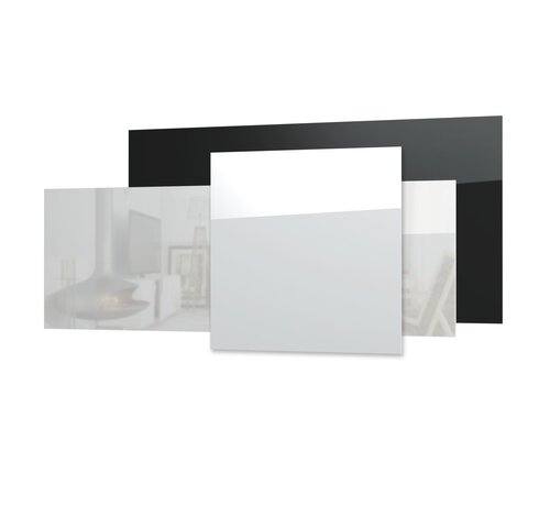 Tweedekans - Ecosun GS-Serie infraroodpanelen wit of zwart wand of plafond - Afmetingen: 120 x 80 cm 850Watt, Afwerking: Zwart glas, Towel Rail: Enkel met side cover bars