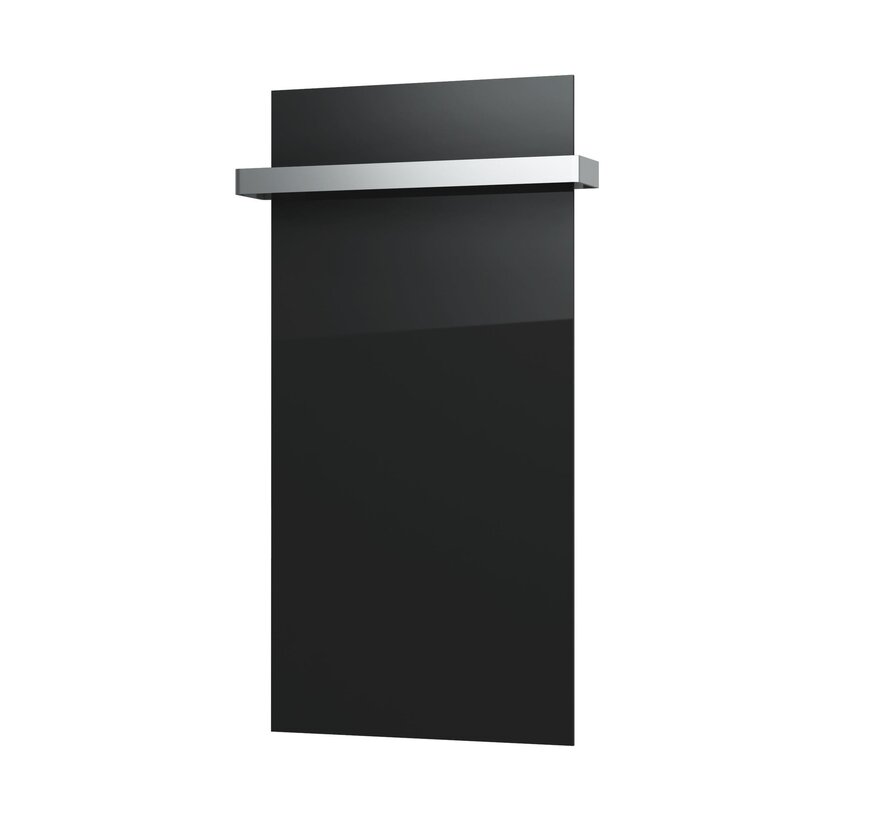 Tweedekans - Ecosun GS-Serie infraroodpanelen wit of zwart wand of plafond - Afmetingen: 120 x 80 cm 850Watt, Afwerking: Zwart glas, Towel Rail: Enkel met side cover bars