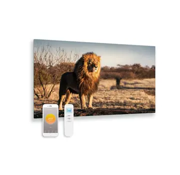 Tweedekans - Bedrukt glazen infrarood paneel met wifi en remote control leeuw 100x59 580Watt - Default