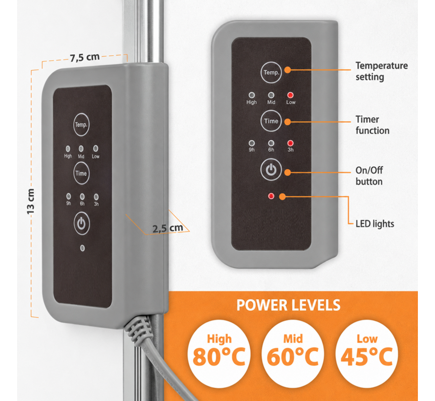 Infrarood verwarming vouwbaar 350Watt - Timer - Instelbaar