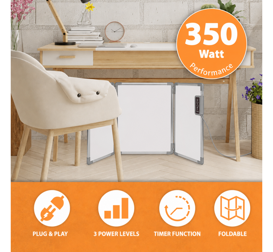 Infrarood verwarming vouwbaar 350Watt - Timer - Instelbaar
