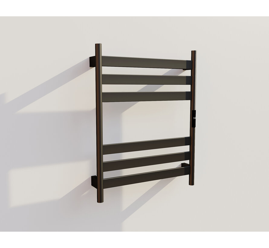 Tweedekans - Elektrische handdoek radiator zwart met thermostaat A-CS06G-B - Zwart