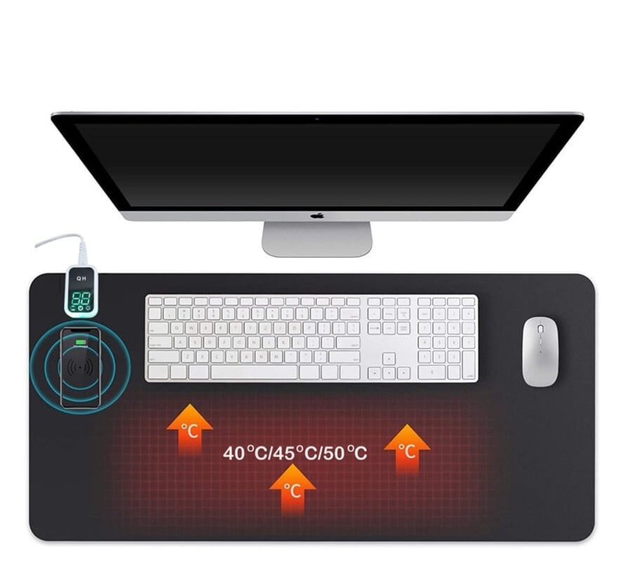 Tweedekans - Verwarmde bureau onderlegger met draadloos oplaad functie en led - Default