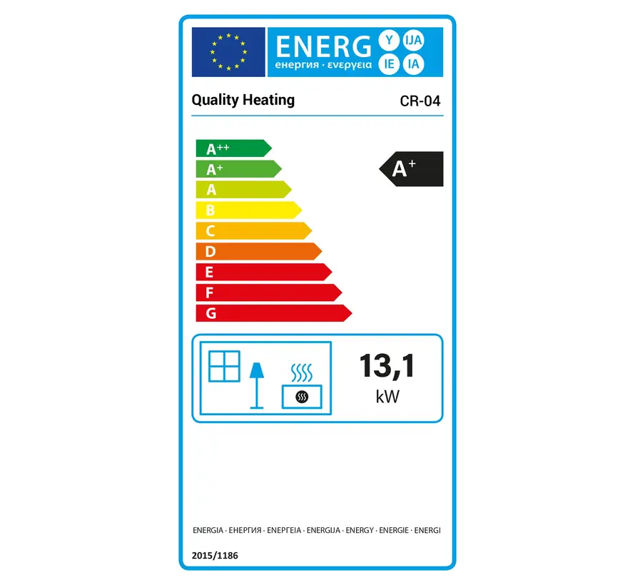 Pelletkachel - 13.1kW - voor 80-100 m2 - 5 niveaus - timer - CR04 White