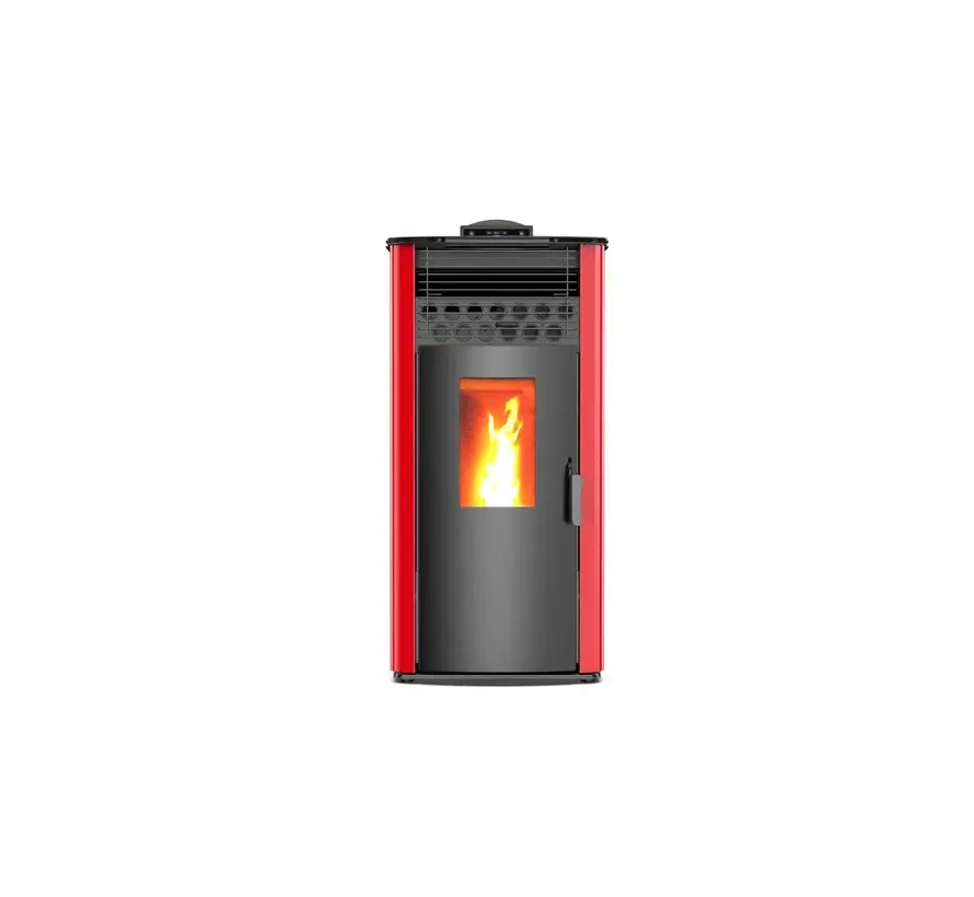Pelletkachel - 12.2 kW 100 - 120 m² - 5 niveaus - timer - KM1202A - Rood