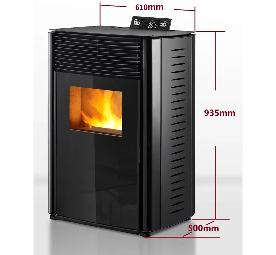 Pelletkachel - 13.1kW - voor 80-100 m2 - 5 niveaus - timer - CR04 Black