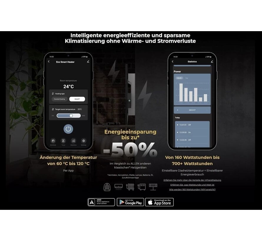 AENO GH4S slimme infrarood verwarmingspaneel WIFI - 700 Watt