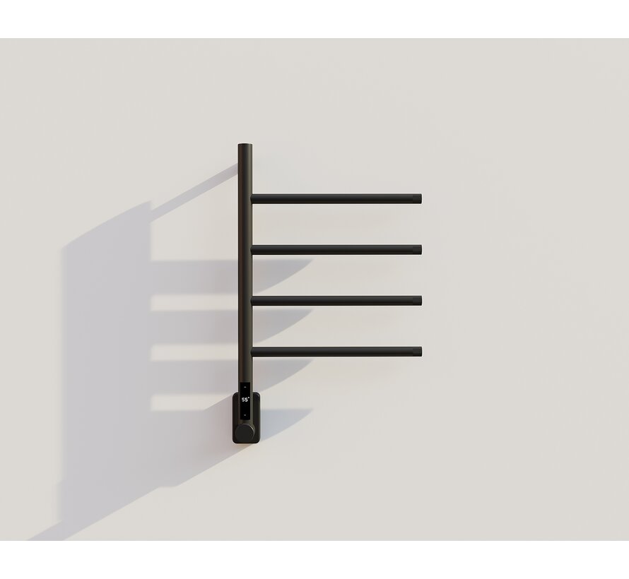 Elektrische handdoek radiator black met thermostaat