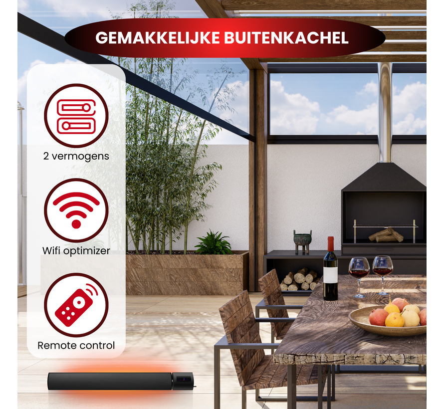 Infrarood terrasheater Caleo Wifi met afstandsbediening