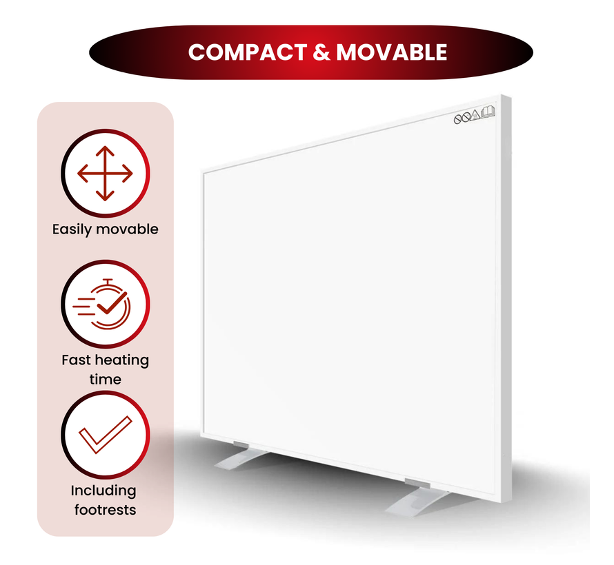 QH-AK Serie verplaatsbaar infraroodpaneel 350, 450, 580 of 700Watt